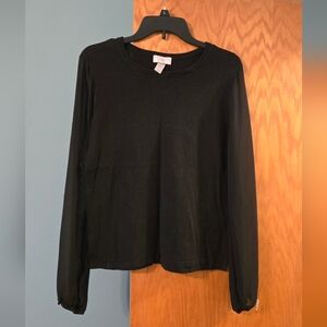 LOFT Elegant Black Long Sleeve Blouse
